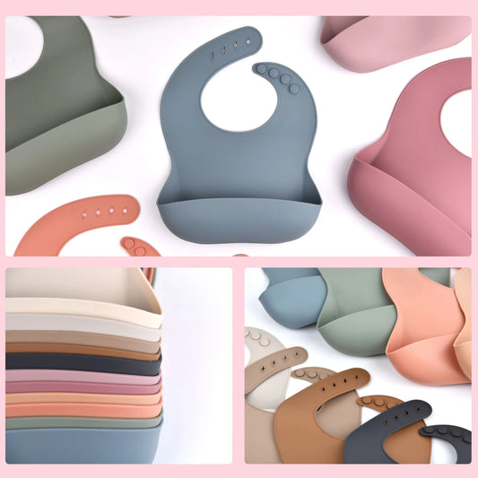 High Quality Food Grade Soft Waterproof Silicone Baby Bib With Food Catcher