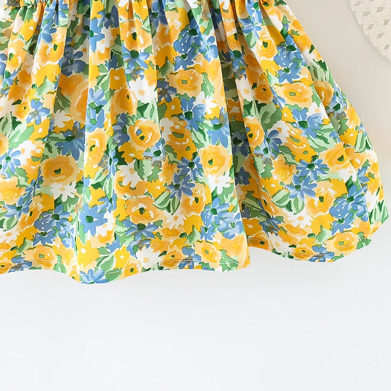 2Pcs Baby Girl Summer Dress & Hat Set — Floral Toddler Outfit for Beach & Casual Wear (0–3Y)