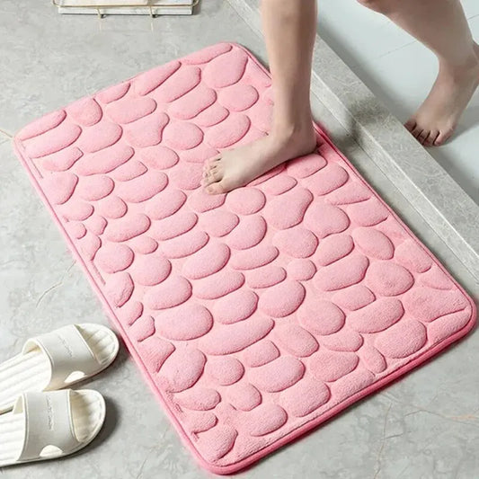 1pc Embossed Fiber Carpet — Anti-Slip Pebble Floor Mat for Bathroom & Living Room