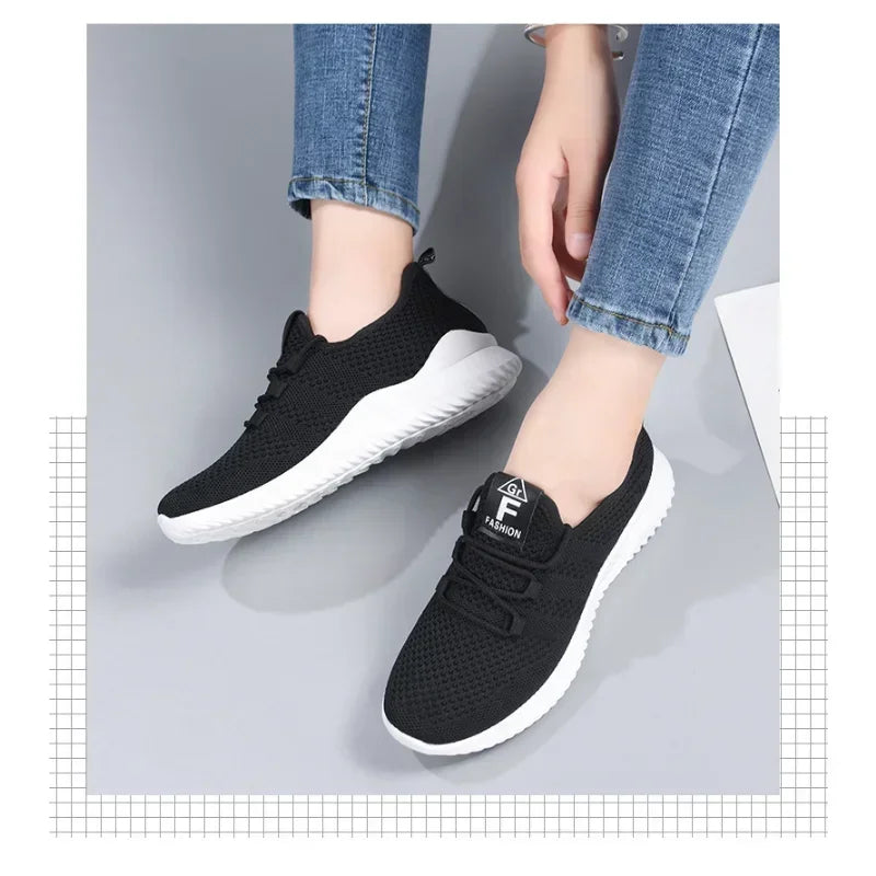 2025 Women’s Casual Sneakers – Breathable Summer Platform Lace-Up Shoes, Comfortable & Fashionable