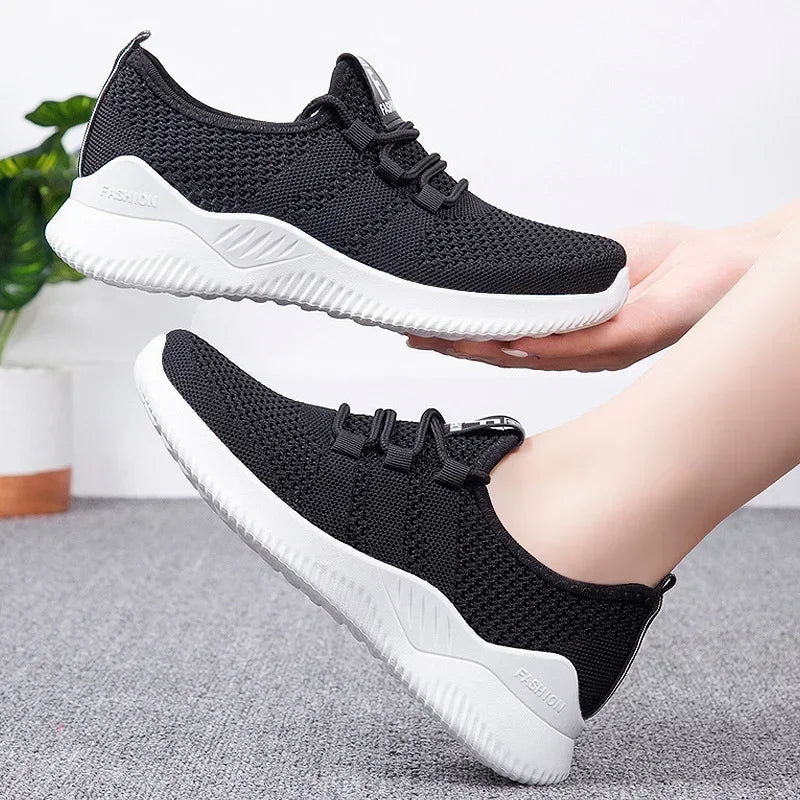 2025 Women’s Casual Sneakers – Breathable Summer Platform Lace-Up Shoes, Comfortable & Fashionable