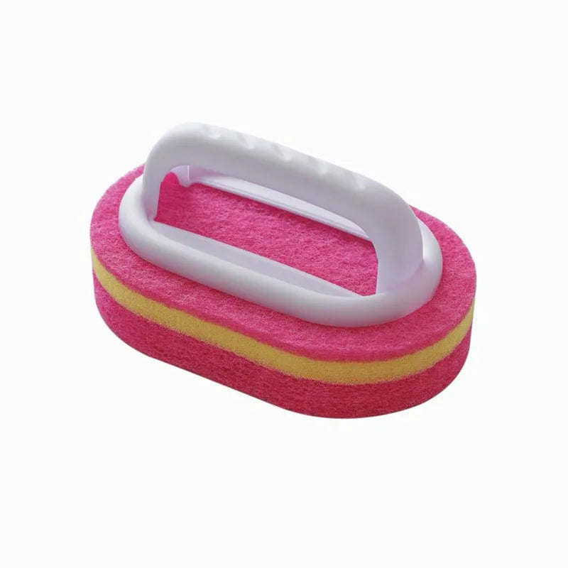 1/3PCS Household Cleaning Brush with Magic Handle Sponge – Easy Cleaner for Kitchen, Bathroom, Toilet, Wall & Window