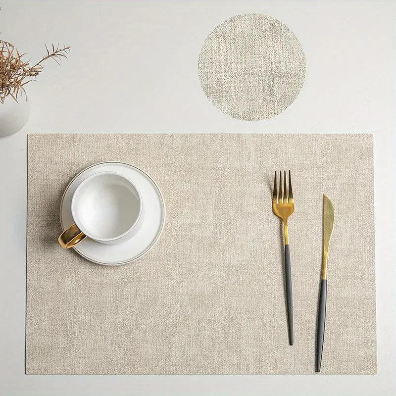 Double-Sided Faux Leather Placemats – Waterproof & Heat-Resistant Nordic Table Mats