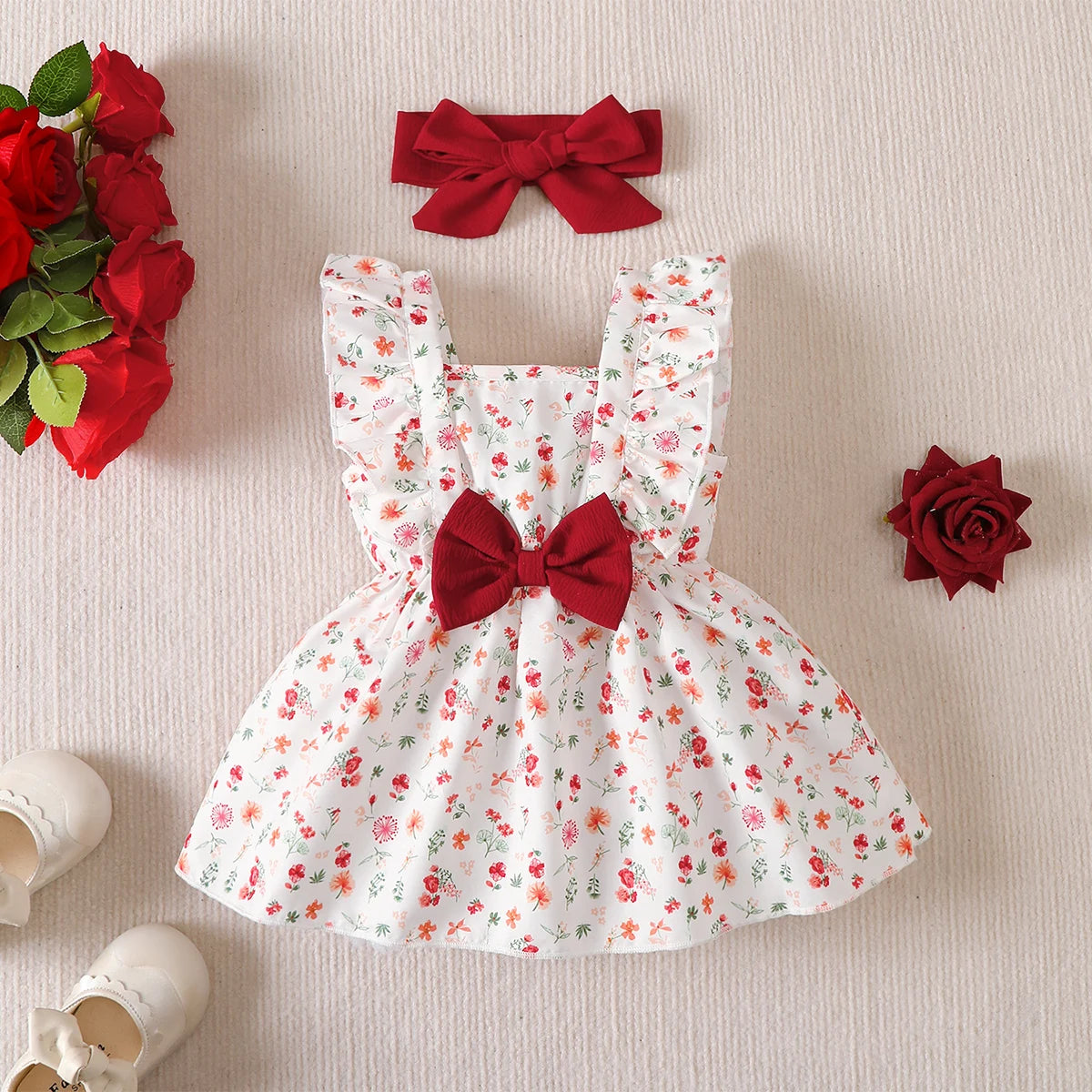 Baby Girl Floral Dress Set – Sleeveless Princess Outfit (3–24 Months)