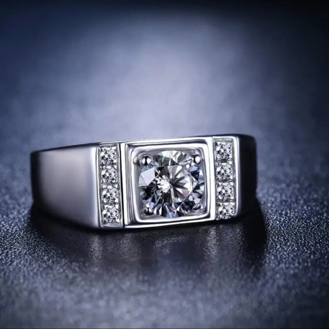 925 Sterling Silver Adjustable Crystal Ring – Fashion Wedding & Engagement Jewelry for Men
