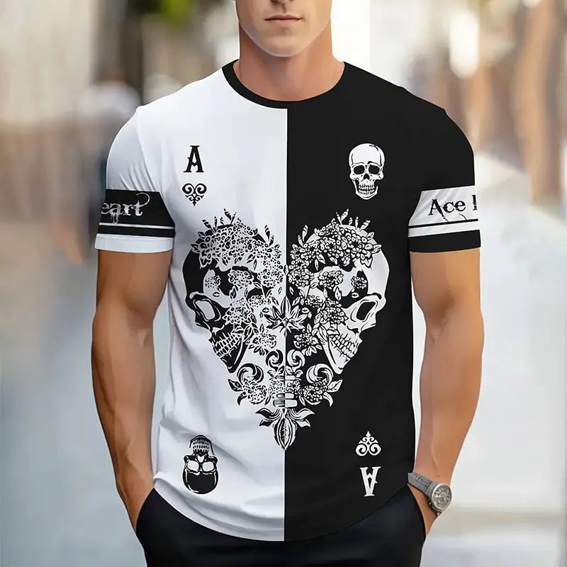 Men's Summer Gradient Print T-Shirt – Breathable, Short Sleeve, Casual Style