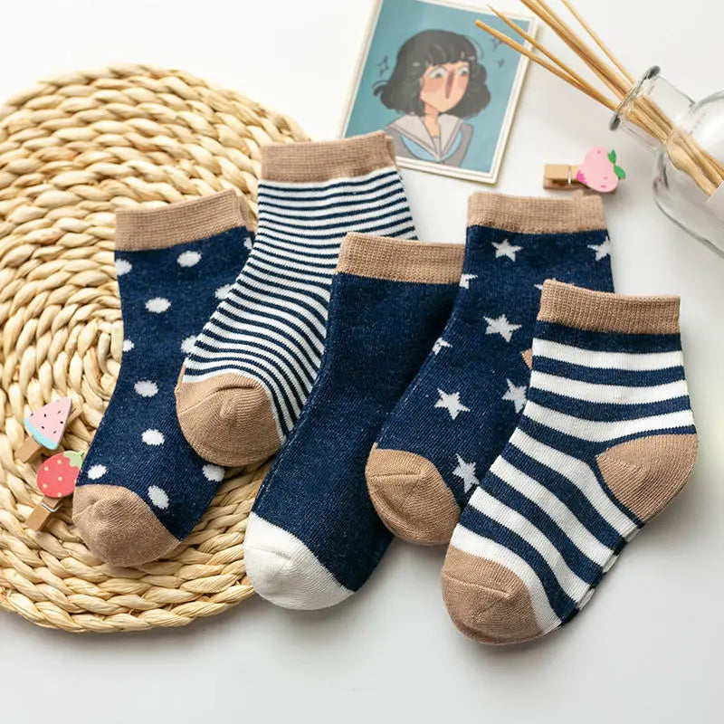 5 Pairs Baby Socks Cotton Cartoon Animal Cute Toddler Kids Socks for Boys & Girls 0–6 Years