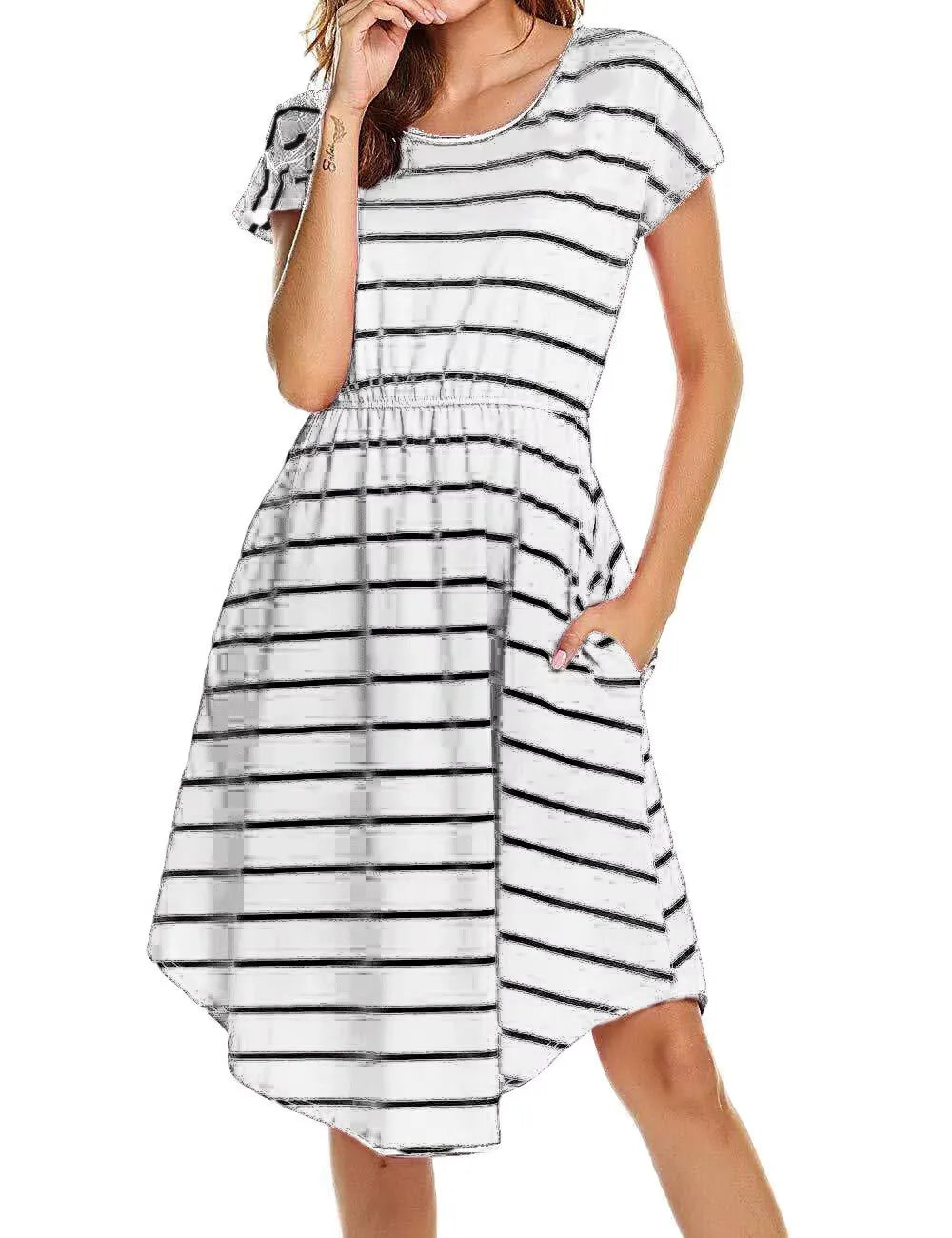 Striped Maternity Nursing Dress – Summer Breastfeeding Pajama Dress