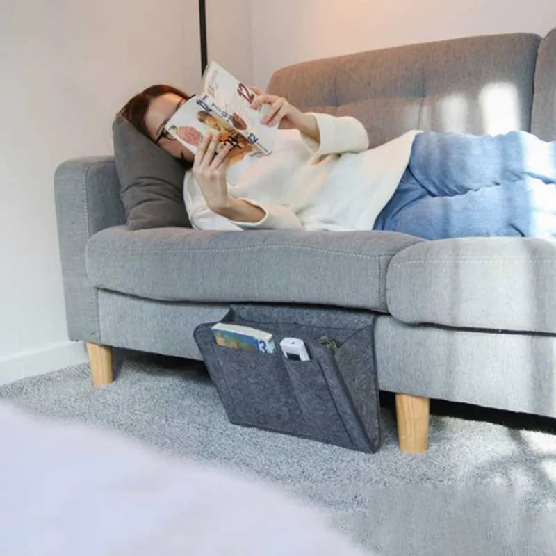 Felt Hanging Storage Bag – Bed/Sofa Organizer for CDs, Magazines, Stationery & More
