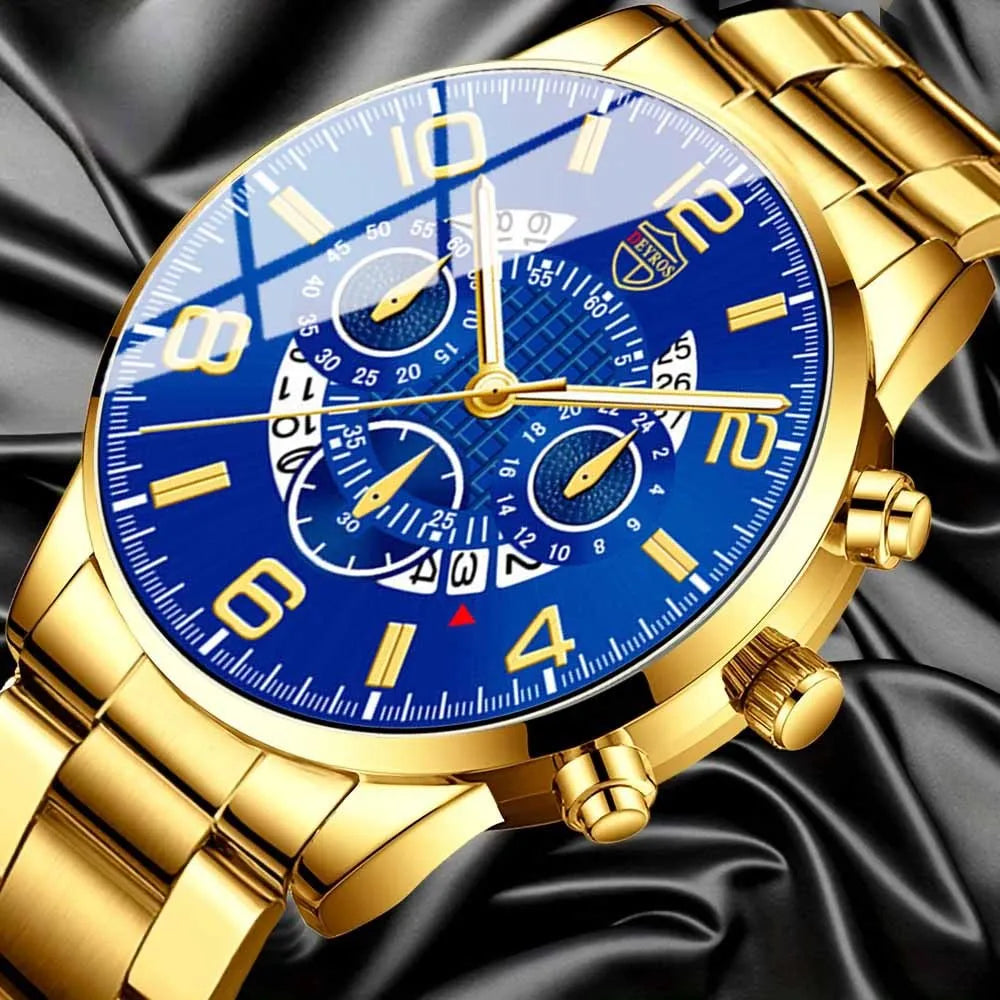 2-Piece Men's Quartz Watch Set – Alloy Strap