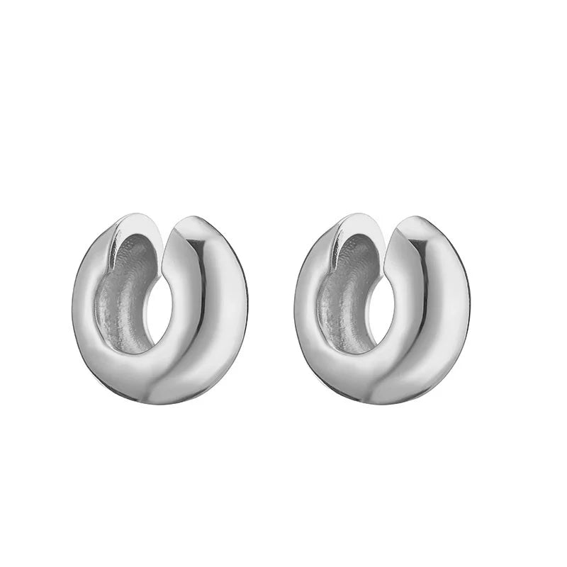 HECHENG Gold Round Clip-On Ear Cuff for Women – Non-Pierced Jewelry