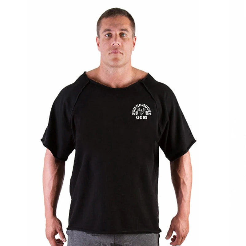 Men’s Gym & Fitness T-Shirt – Breathable, Oversized, Vintage Graphic Short Sleeve Cotton Top
