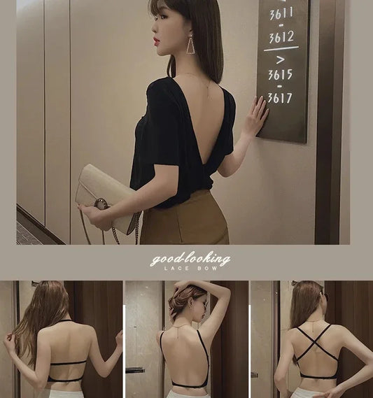 Women’s Backless U-Shaped Seamless Strapless Bra – Thin, Push-Up, Gathered Fit
