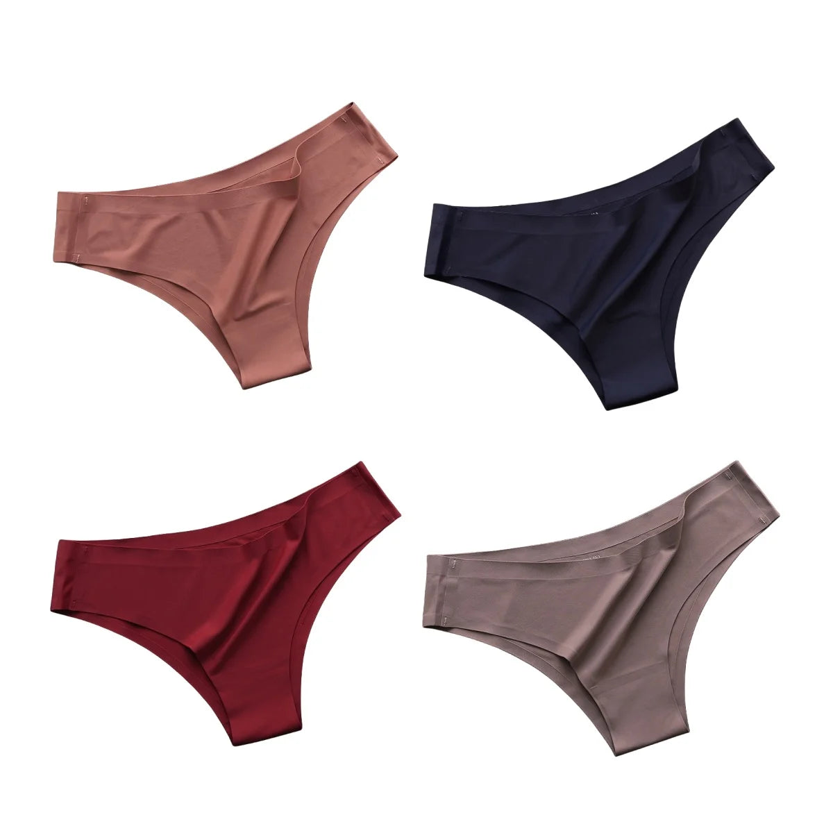 4PCS Seamless Ice Silk Panties – Women’s Low Waist