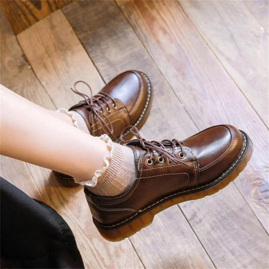 Women's Oxfords Shoes 35-40 Retro Round Toe PU Leather Comfortable Casual Lolita Style Footwear