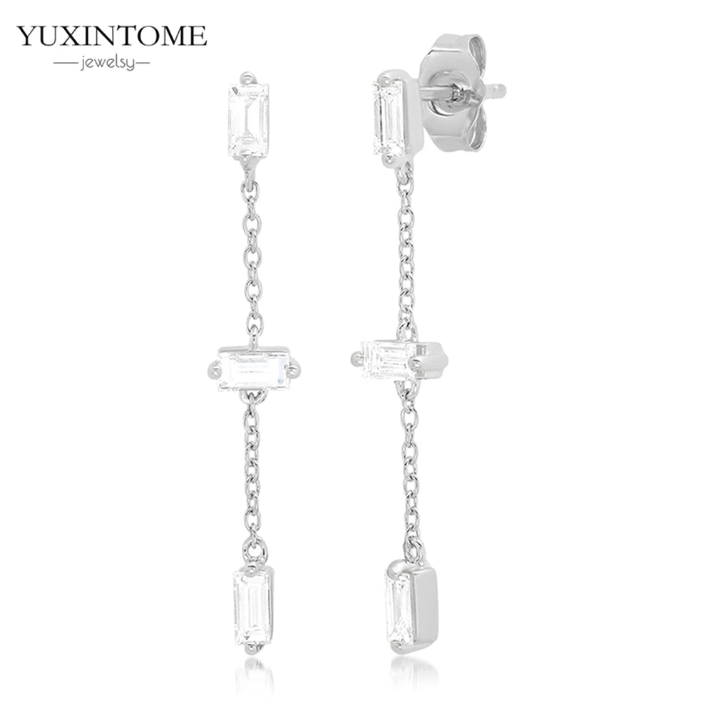 925 Sterling Silver White Zircon Tassel Hoop Earrings — Women’s Luxury Korean Fashion Jewelry 2025