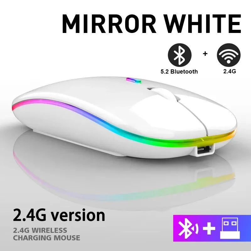 Wireless RGB Rechargeable Bluetooth Mouse — LED Backlit Ergonomic Gaming Mouse for Laptop & PC, 3600 DPI