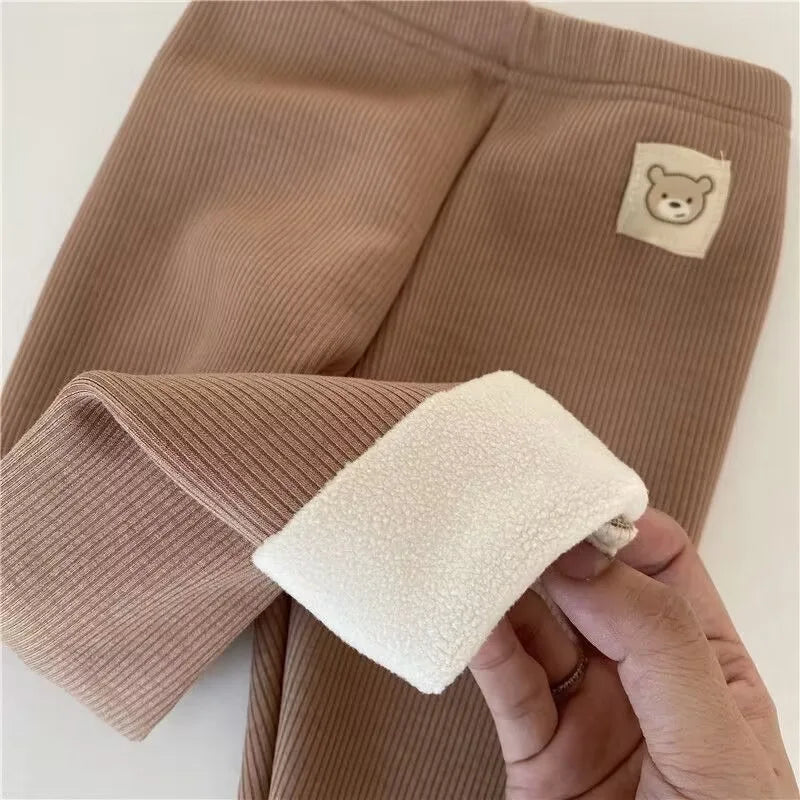 1pc Autumn Winter Girls Thermal Leggings Baby Plush Trousers