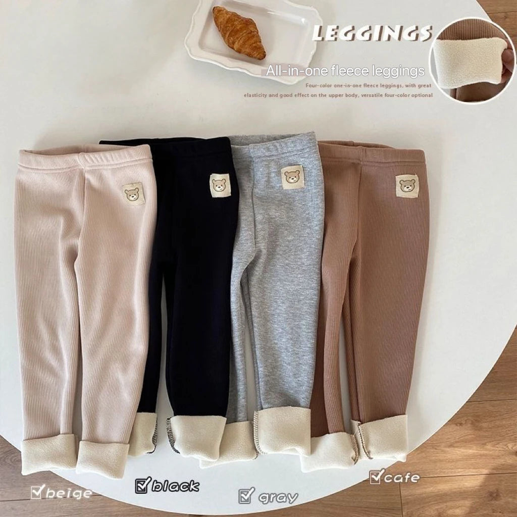 1pc Autumn Winter Girls Thermal Leggings Baby Plush Trousers