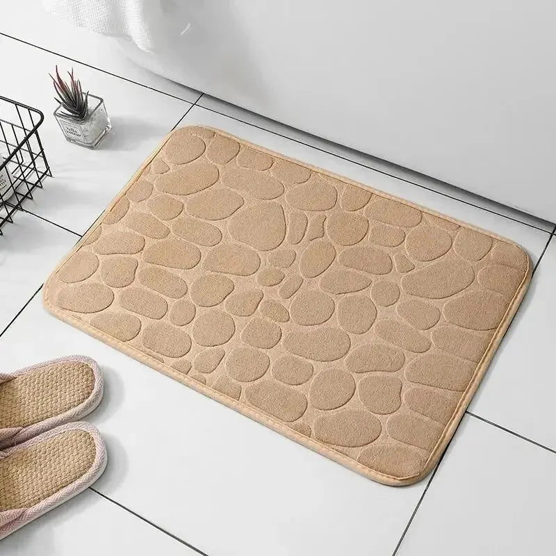 1pc Embossed Fiber Carpet — Anti-Slip Pebble Floor Mat for Bathroom & Living Room