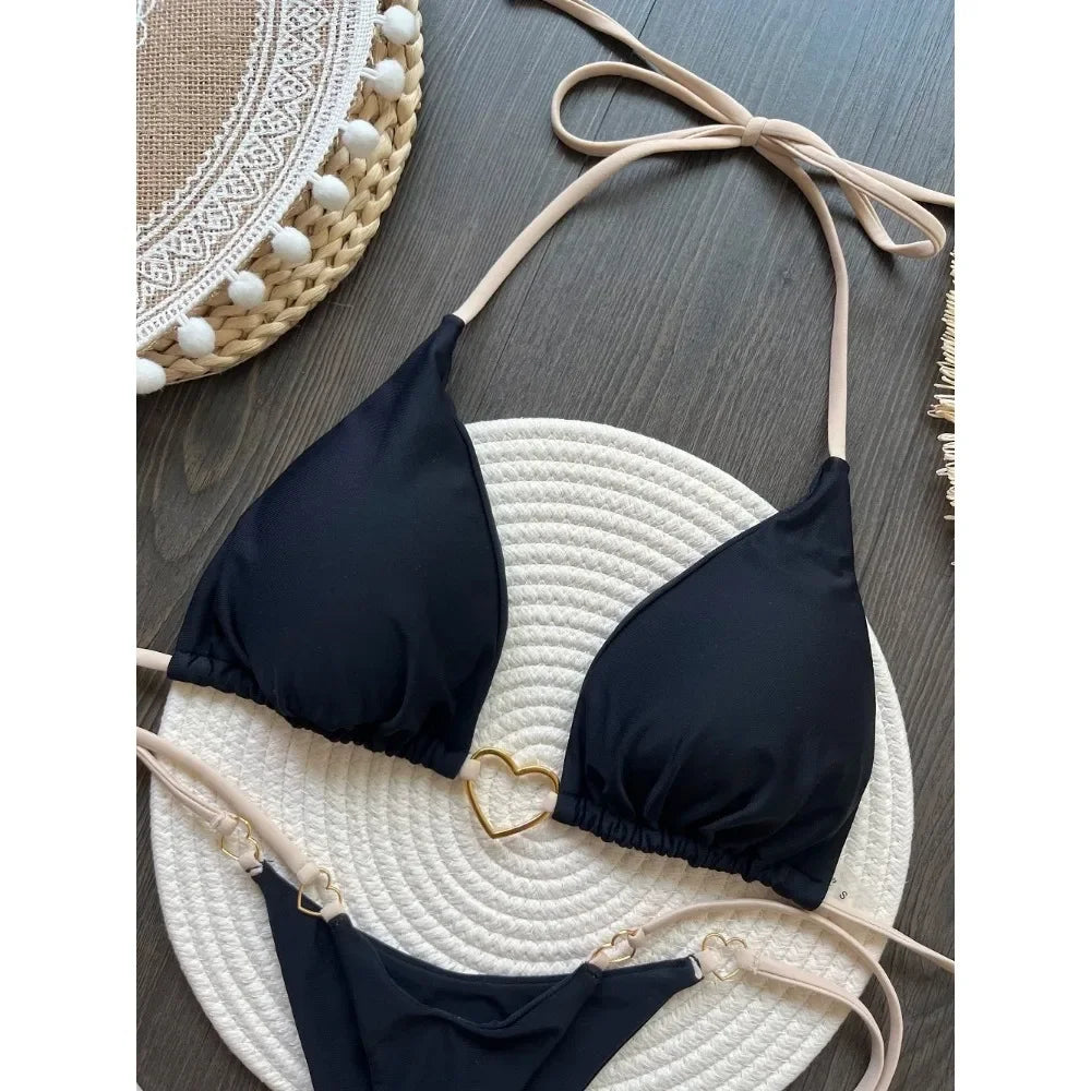 Women's Sexy Halter Triangle Bikini Set – Brazilian Two-Piece Swimwear