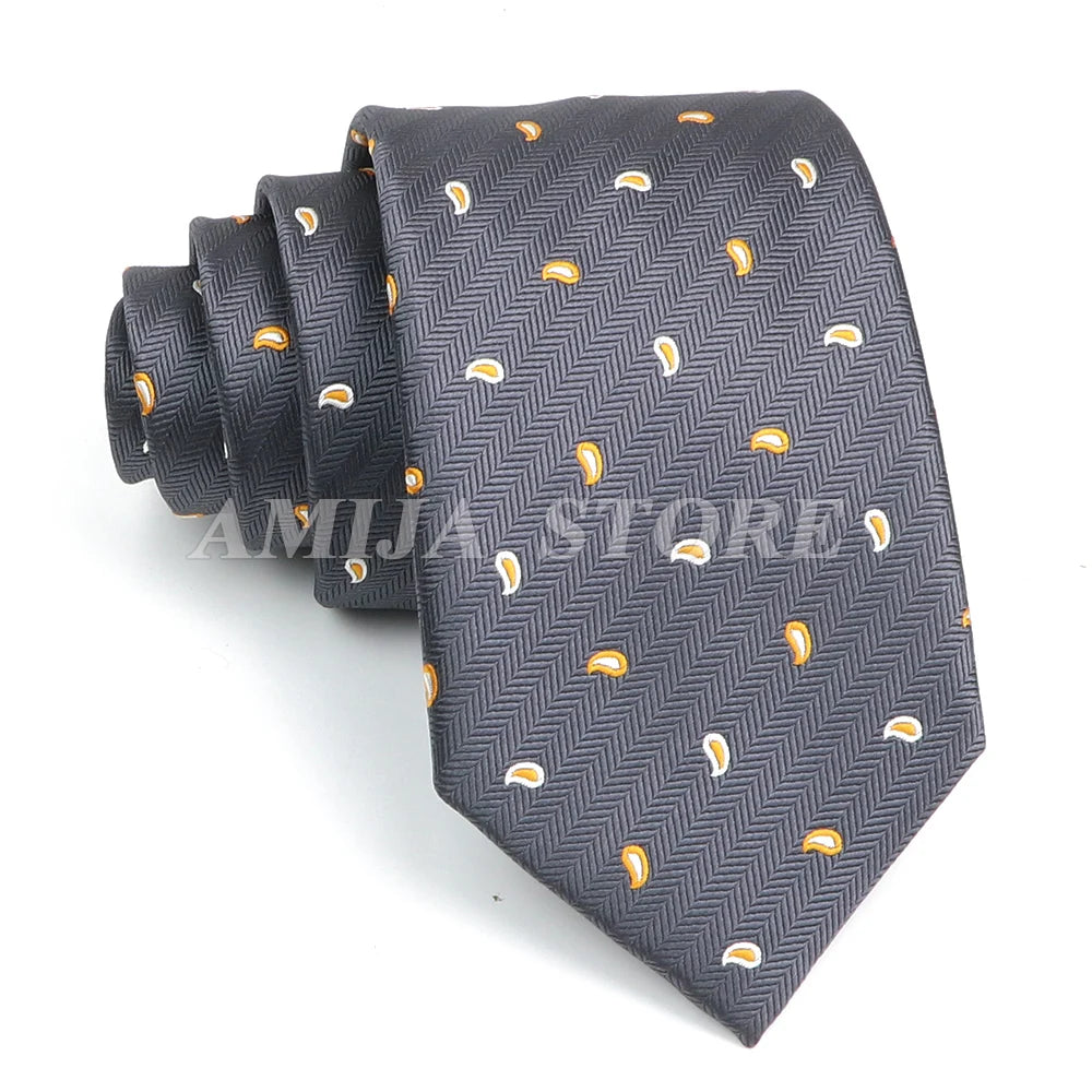 Men’s Jacquard Neck Ties 7cm – Floral & Stripe Design Necktie for Wedding, Party, Business & Daily Wear Gift