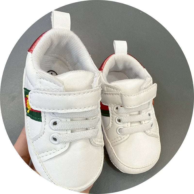 White Soft-Soled Baby Shoes — Non-Slip Sneakers for Boys & Girls, Spring Baptism
