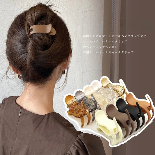 Frosted Acrylic Hair Claw – Small Black Ponytail Clip for Women & Girls, Shark Style Barrette Headwear