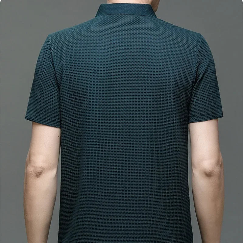Men's Summer Polo Shirt – Breathable Ice Silk, Short-Sleeved, Fashionable & Comfortable