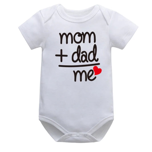 Baby Romper — Cotton, Short Sleeve, "I Love Mom & Dad" Print, Newborn Jumpsuit, Unisex Infant Clothes