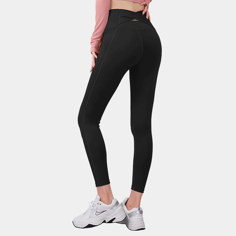 High-Waist Cross Back Seamless Yoga Leggings