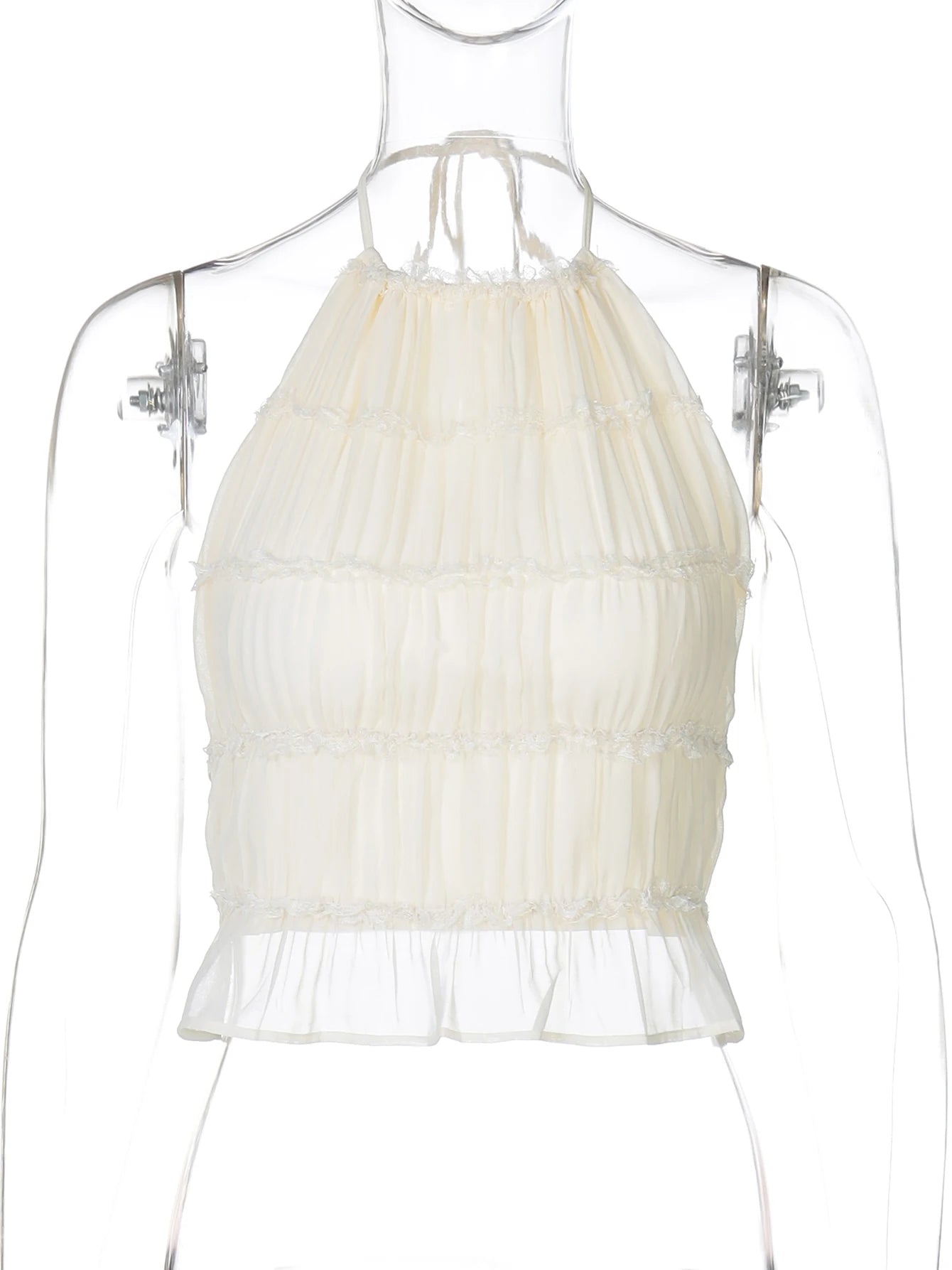 Hugcitar 2025 Ruched Backless Y2K Crop Tank Top