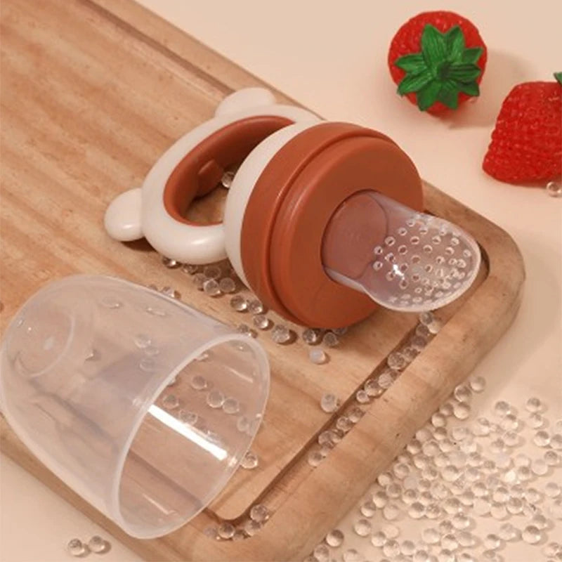 1 Pc Baby Fruit Feeder Pacifier Bear Design For Food Feeding Silicone Mesh Bag Bite Vegetable And Juice Toddler Teething Toy