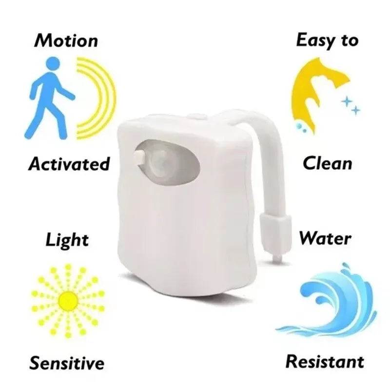 Wireless Motion Sensor LED Toilet Night Light – 8 RGB Colors