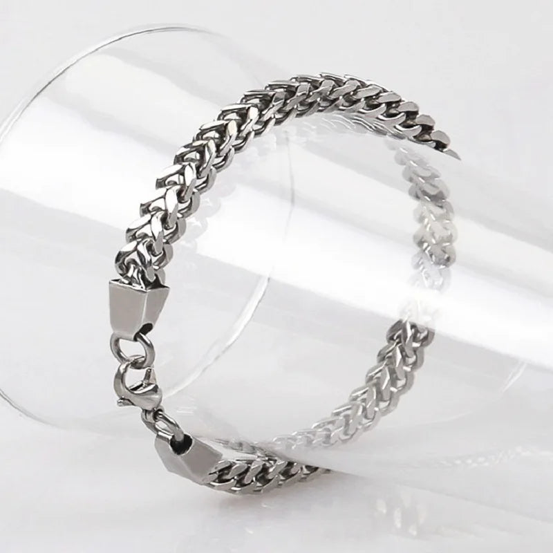 316L Stainless Steel Cuban Chain Bracelet – Unisex Vintage Figaro Punk K-pop Viking Jewelry Gift
