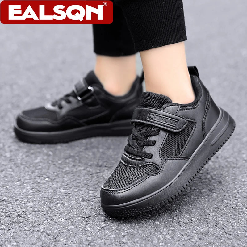 Kids’ Black Sports Shoes – Lightweight, Breathable, Non-Slip Walking Sneakers