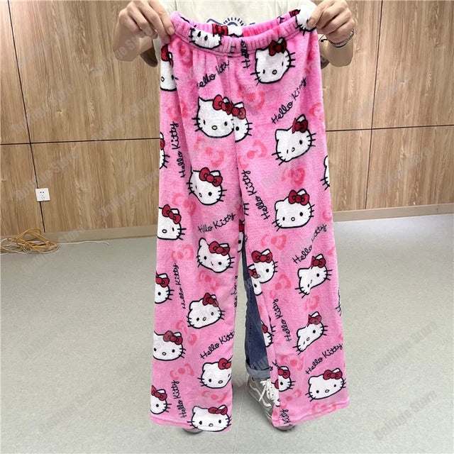 Sanrio Hello Kitty Flannel Pajamas – Warm Autumn Home Pants