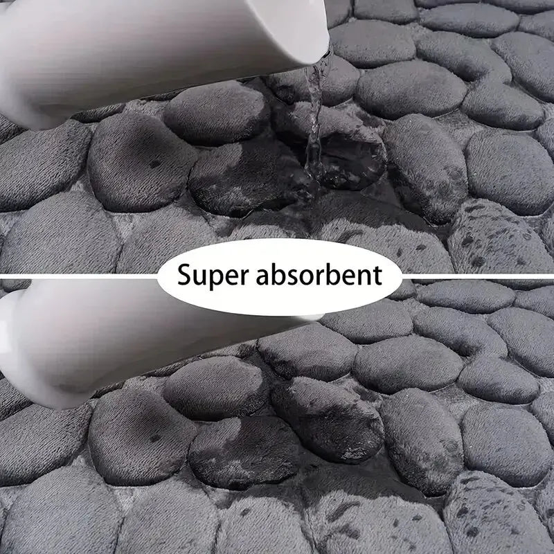 1pc Embossed Fiber Carpet — Anti-Slip Pebble Floor Mat for Bathroom & Living Room