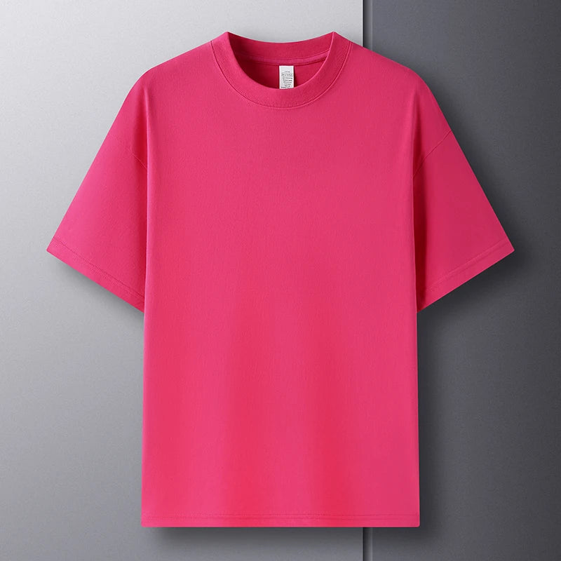 Men’s Summer Cotton T-Shirt – Casual, Loose Fit, Double Line Design