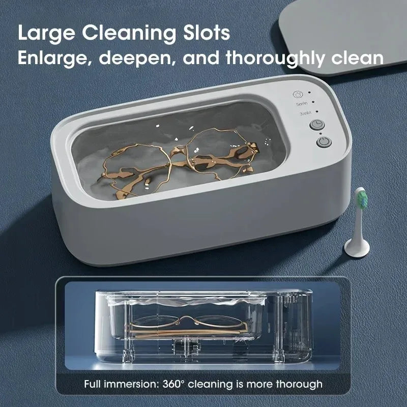Mini Ultrasonic Jewelry & Glasses Cleaner – 3-Speed Smart Vibration Cleaner