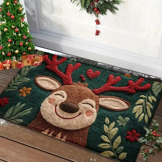 Christmas Door Mat – Gingerbread & Santa Holiday Foot Mat