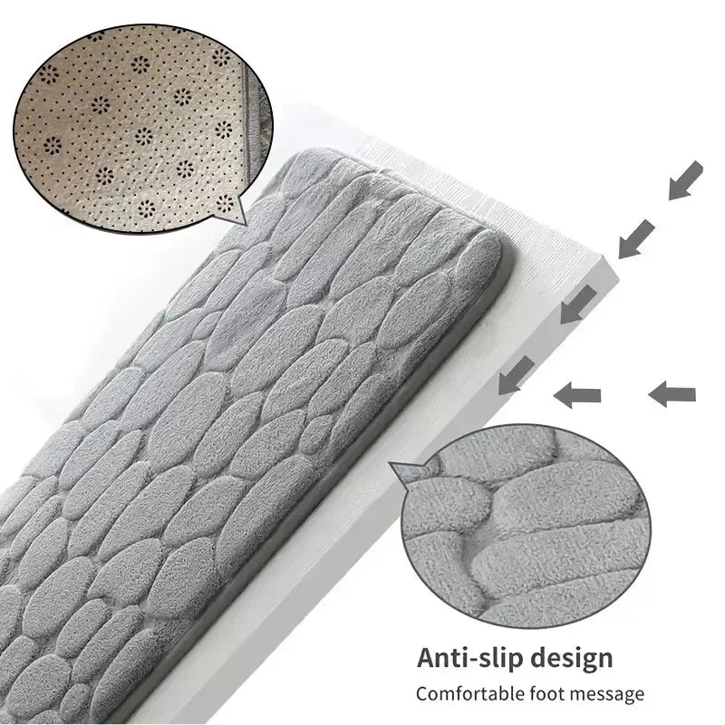 1pc Embossed Fiber Carpet — Anti-Slip Pebble Floor Mat for Bathroom & Living Room