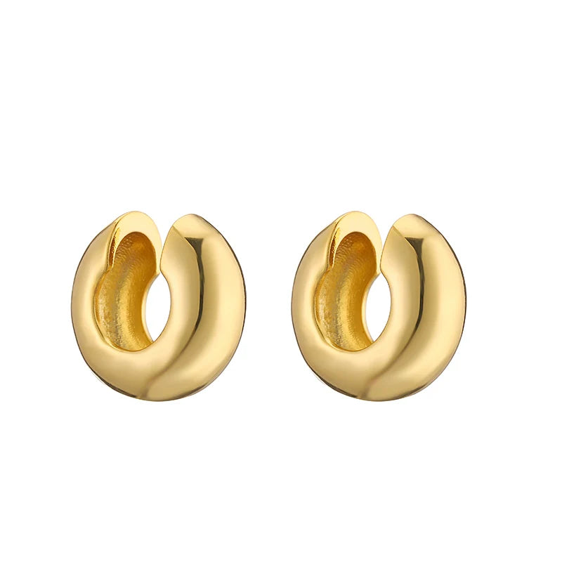 HECHENG Gold Round Clip-On Ear Cuff for Women – Non-Pierced Jewelry