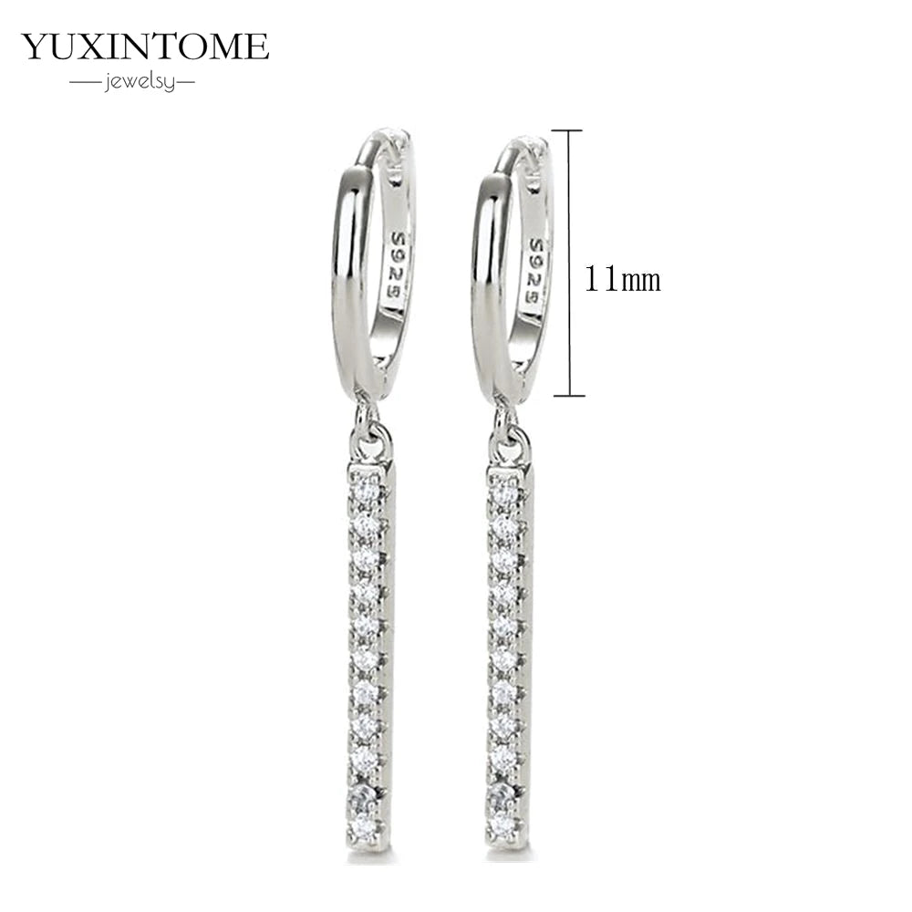 925 Sterling Silver White Zircon Tassel Hoop Earrings — Women’s Luxury Korean Fashion Jewelry 2025