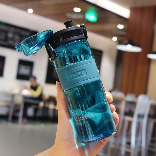 500ml Sports Water Bottle – Portable Leak-Proof Plastic Cup with Tea Filter for Gym, Outdoor & Travel