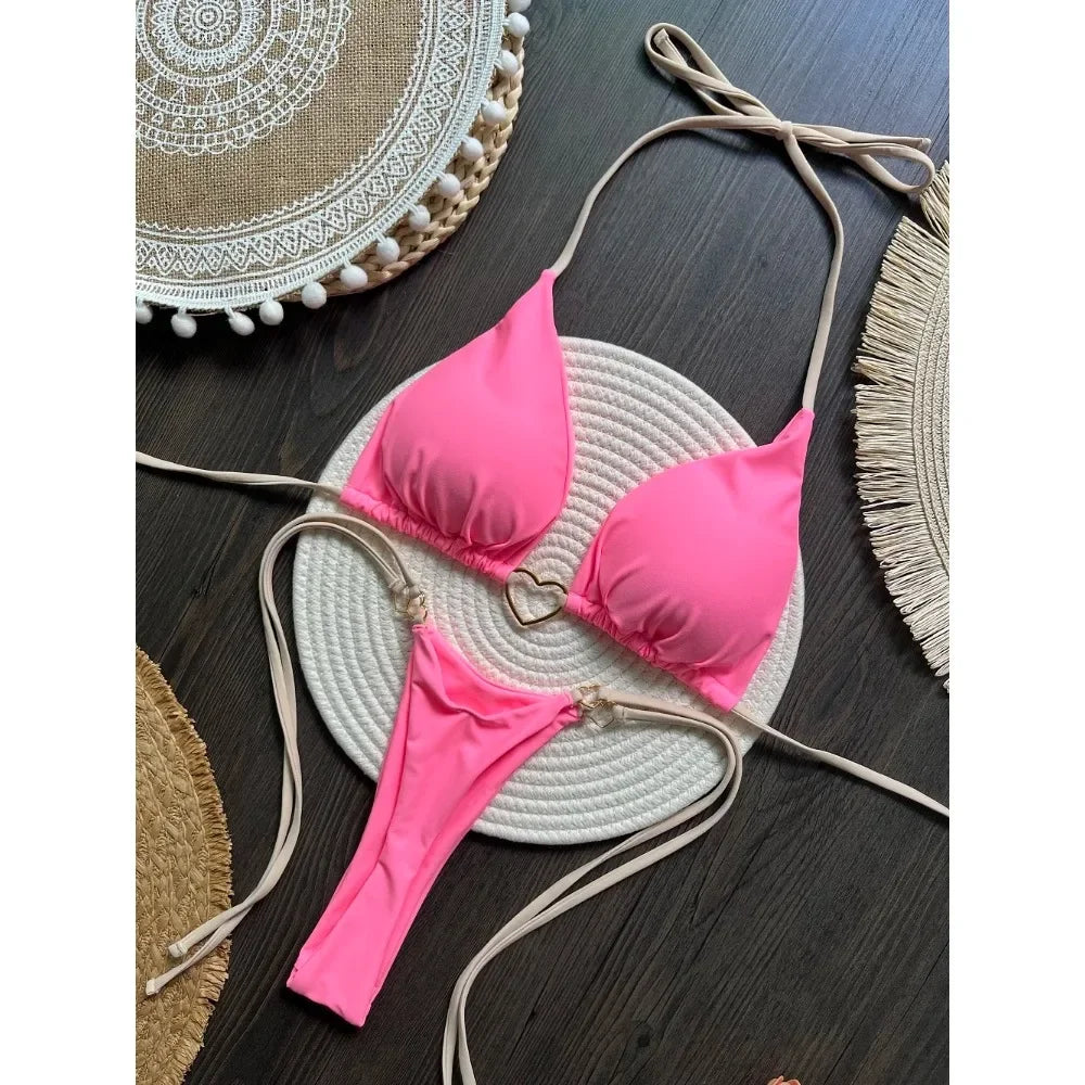 Women's Sexy Halter Triangle Bikini Set – Brazilian Two-Piece Swimwear