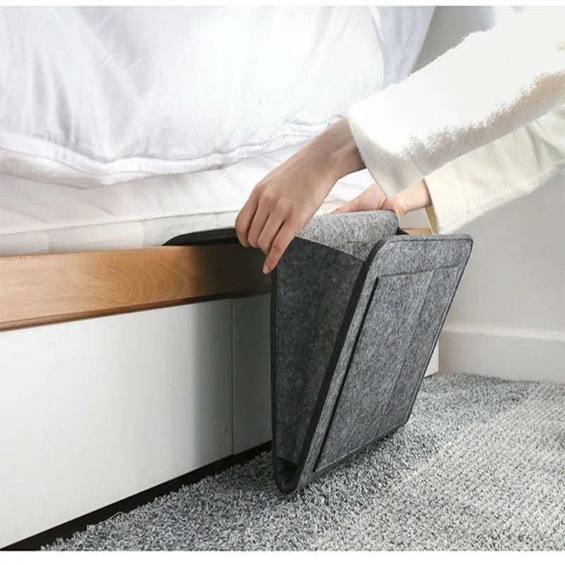 Felt Hanging Storage Bag – Bed/Sofa Organizer for CDs, Magazines, Stationery & More