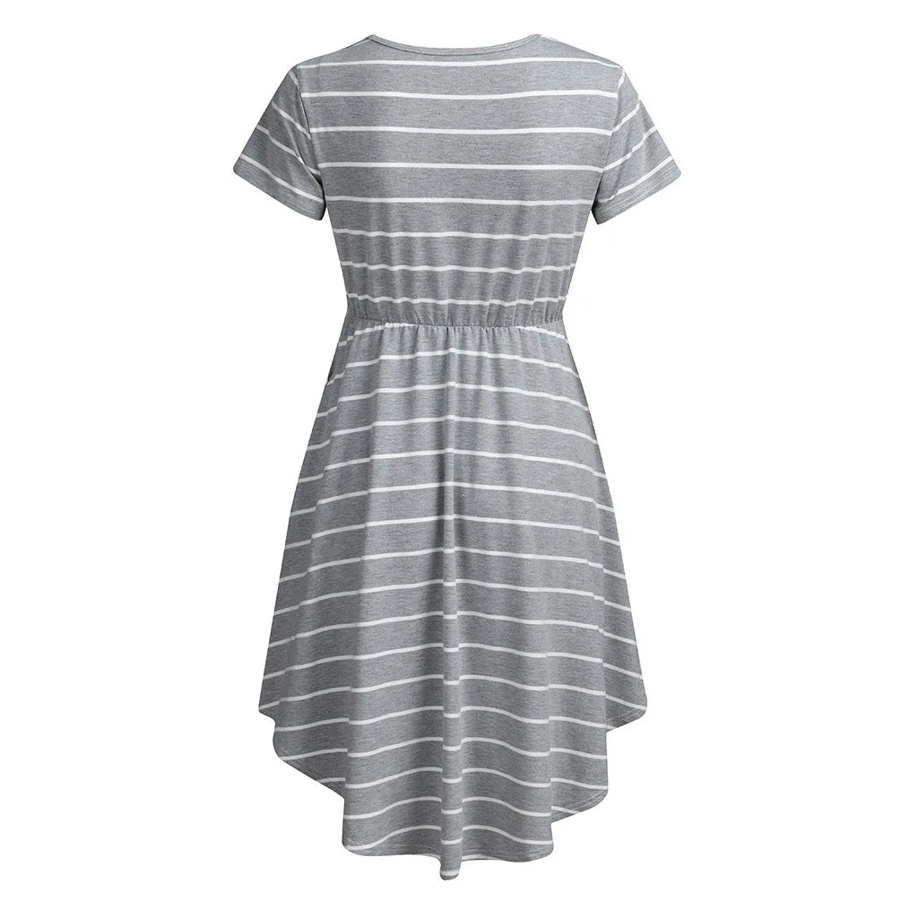 Striped Maternity Nursing Dress – Summer Breastfeeding Pajama Dress
