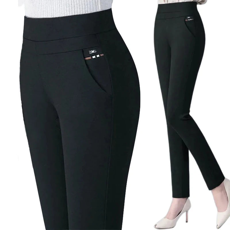 Women's Thick & Thin Warm Winter Pencil Pants, Plush Stretch Slim Fit Leggings for Ladies
