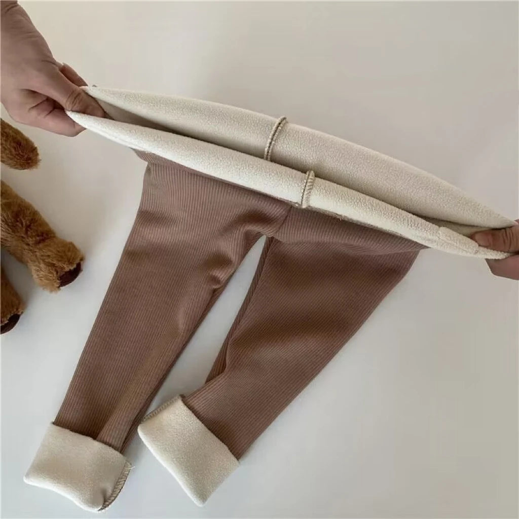 1pc Autumn Winter Girls Thermal Leggings Baby Plush Trousers
